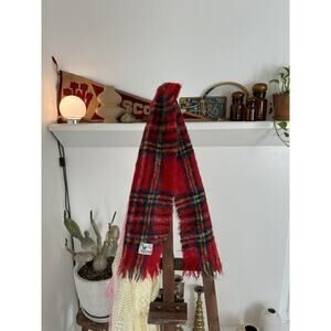 Vintage Hand Acraft Scottish Mohair Plaid Scarf